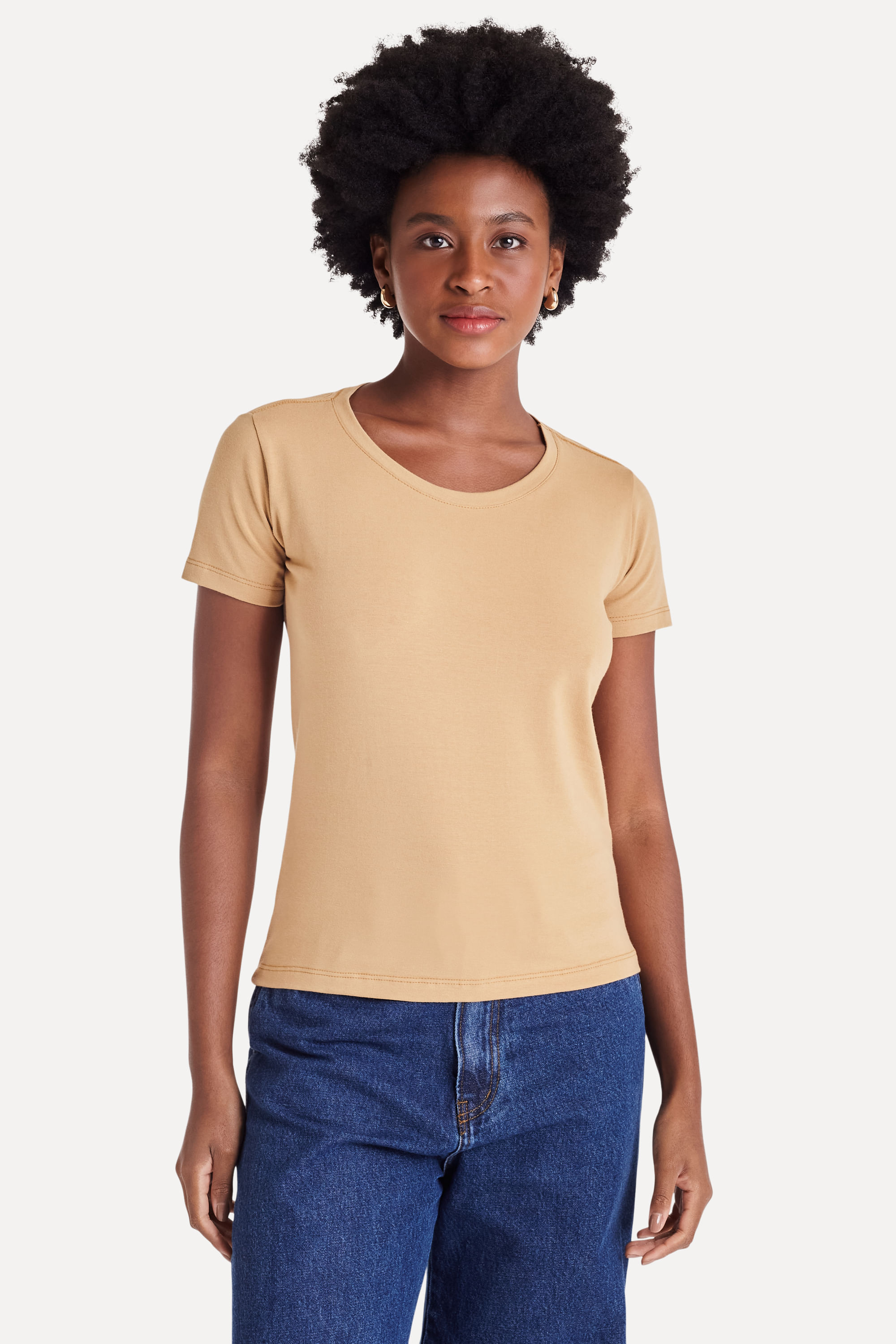 Camiseta-Basica-Feminina-Simples---de-Manga-Curta-Palha-PP-01