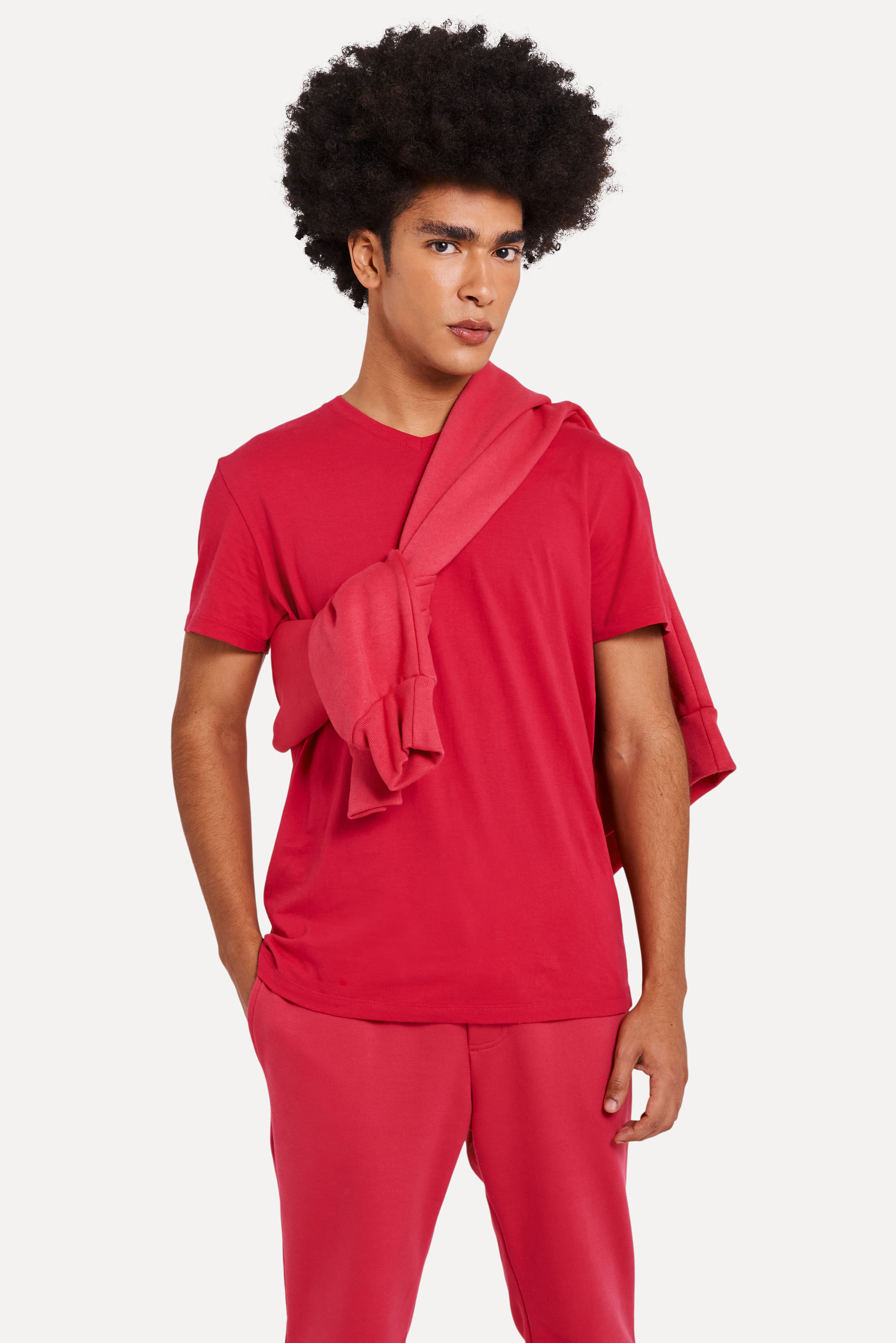 Camiseta-Basica-Masculina-Simples-Gola-V-Manga-Curta-Rosa-Pink-P-05