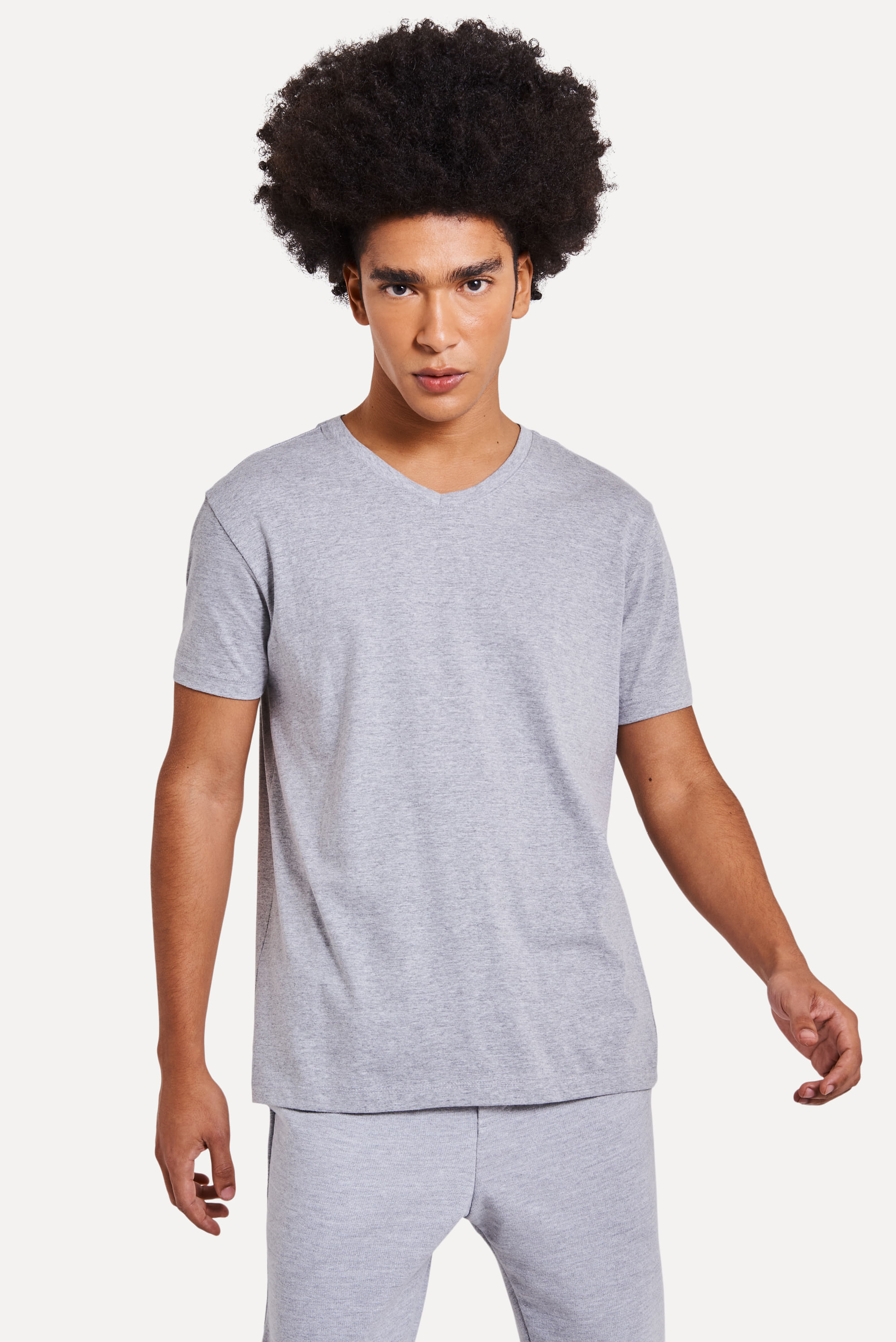 Camiseta-Basica-Masculina-Simples-Gola-V-Manga-Curta-Cinza-Mescla-PP-01