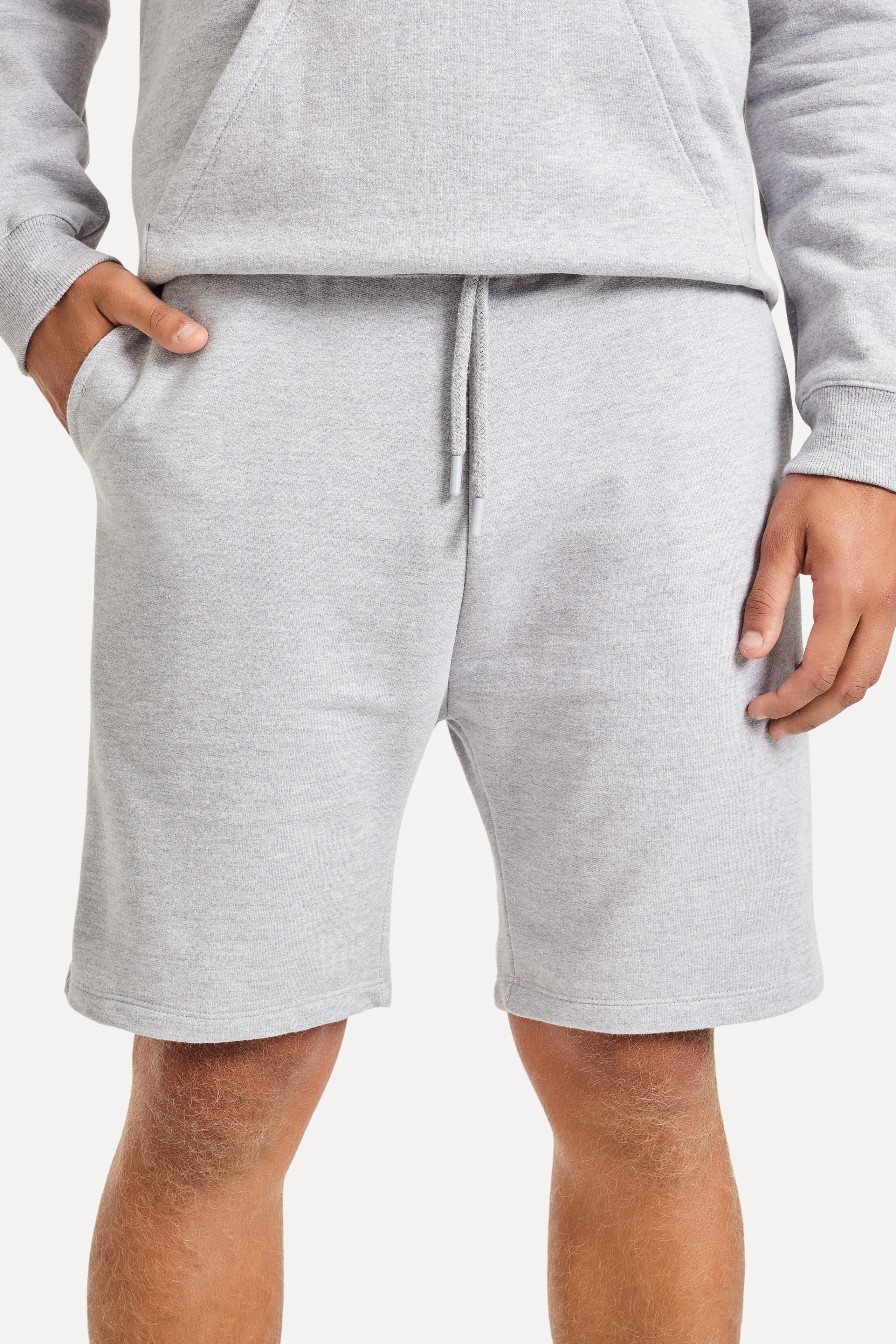Bermuda-Moletom-Masculina-Simples-com-Elastico-Cinza-Mescla-GG-01